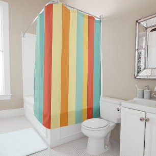 Retro striped colour pattern shower curtain