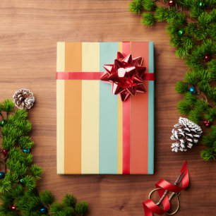 Retro striped colour pattern wrapping paper