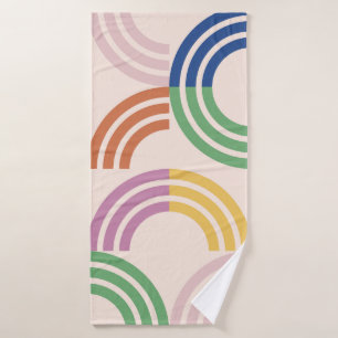 Retro Striped Curves Geometric Background Bath Towel