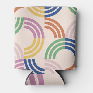 Retro Striped Curves Geometric Background Can Cooler