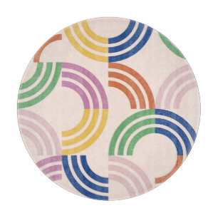 Retro Striped Curves Geometric Background Cutting Board