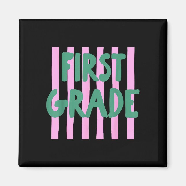 Retro striped first grade back to school 1st grade magnet (Front)