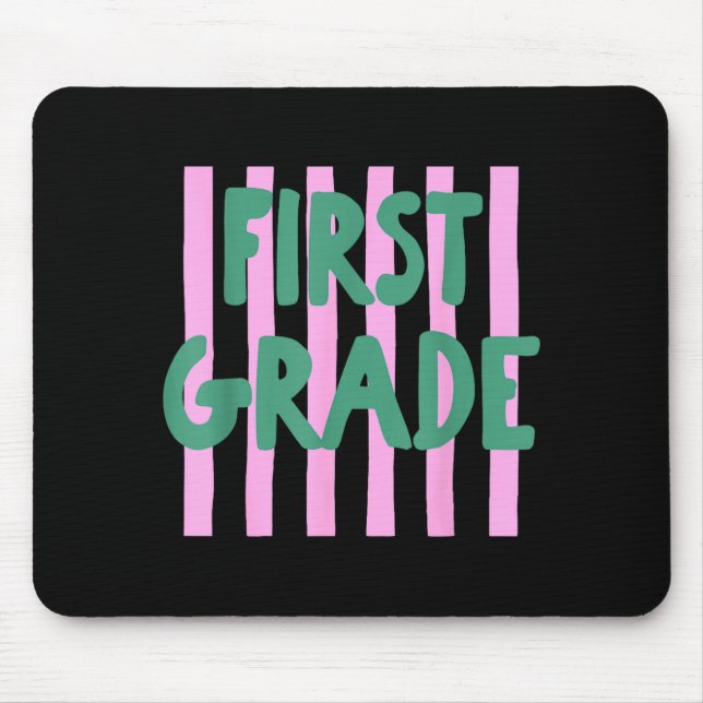 Retro striped first grade back to school 1st grade mouse pad (Front)