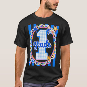 Retro striped first grade teacher 1st grade back T-Shirt