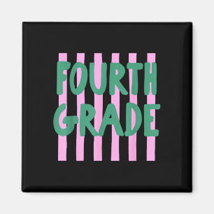 Retro striped fourth grade back to school 4th magnet