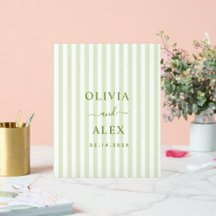 Retro Striped Green Personalised Wedding  Acrylic Sign