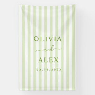 Retro Striped Green Personalised Wedding Banner