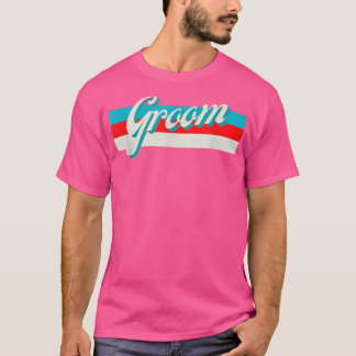 Retro Striped Groom Groomsmen Engaged Wedding Brid T-Shirt