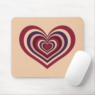 Retro Striped Heart Mouse Pad