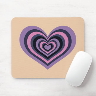 Retro Striped Heart Mouse Pad