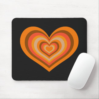 Retro Striped Heart Mouse Pad