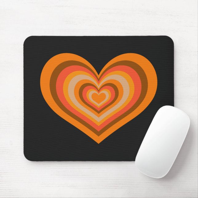 Retro Striped Heart Mouse Pad (With Mouse)