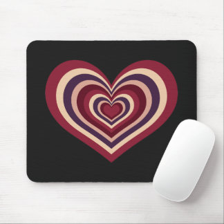 Retro Striped Heart Mouse Pad