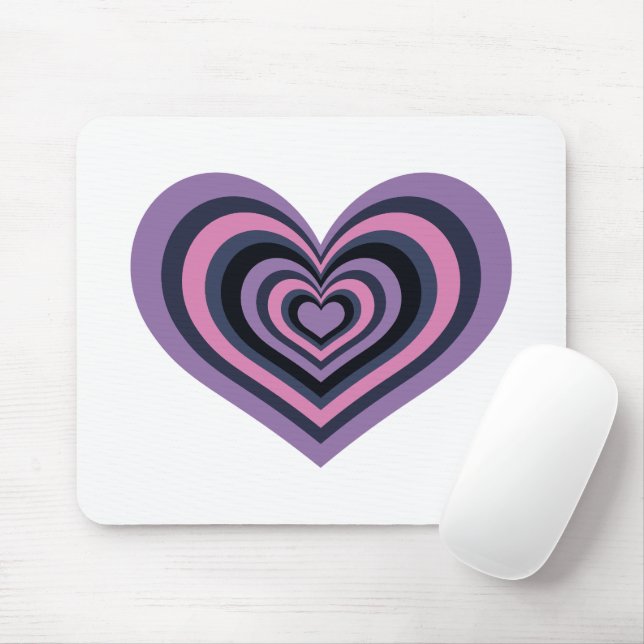 Retro Striped Heart Mouse Pad (With Mouse)