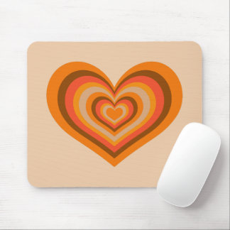 Retro Striped Heart Mouse Pad