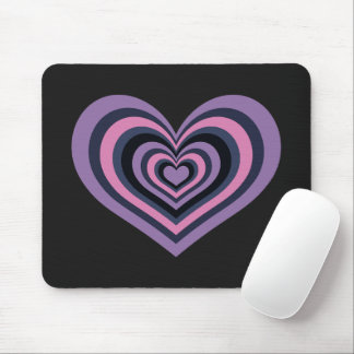 Retro Striped Heart Mouse Pad