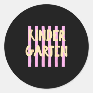 Retro striped kindergarten back to school student classic round sticker