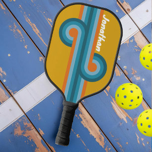 Retro Striped Loop with Name Pickleball Paddle