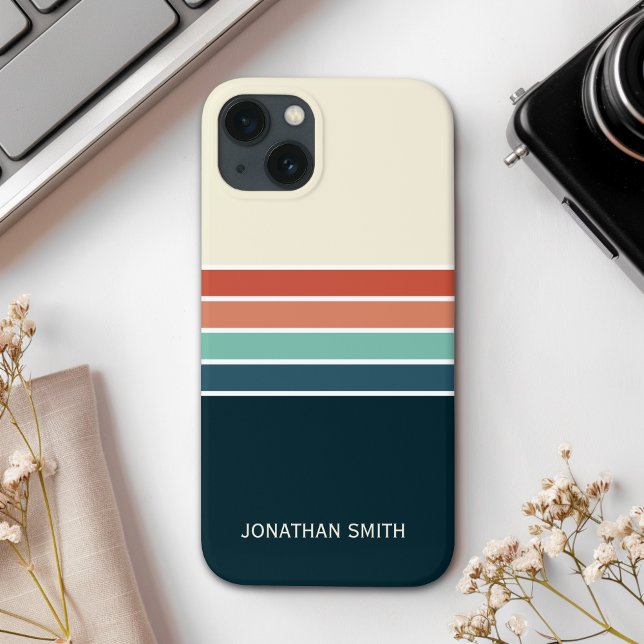 Retro Striped Pattern 70's 80's, Colorful iPhone Case (Creator Uploaded)