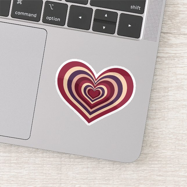 Retro Striped Red Heart Sticker (Detail)