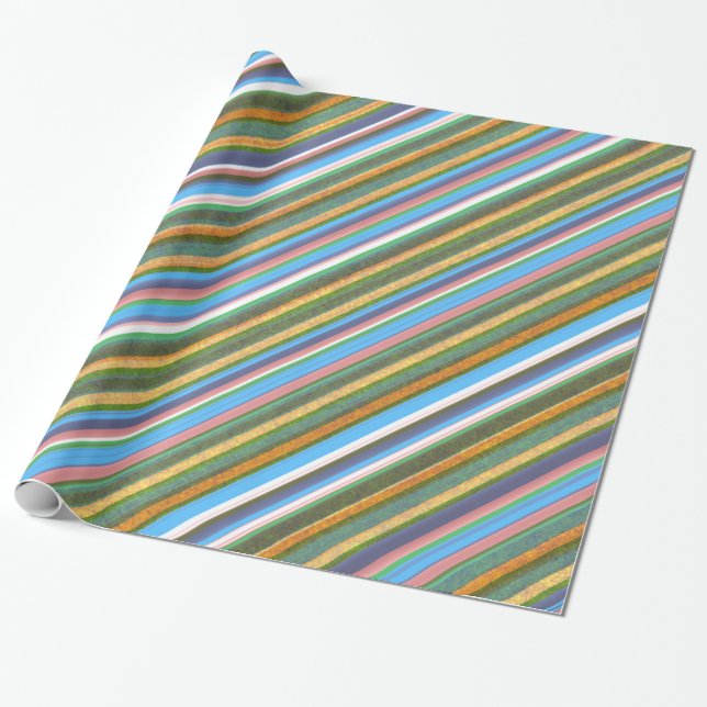 Retro Striped Seamless Pattern Wrapping Paper (Unrolled)