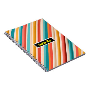 Retro Striped Spiral Notebook   Colourful Geometri