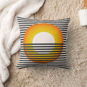 Retro Striped Sunset Minimalist Cushion