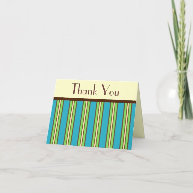 Retro Striped Thank You Card (Front)