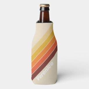 Retro Striped with Name Bottle Cooler