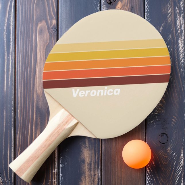 Retro Striped with Name Ping Pong Paddle (Creator Uploaded)