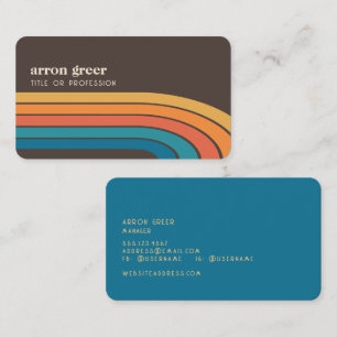 Retro Stripes 70's 80s Orange Brown Teal Business Card