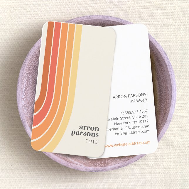 Retro Stripes 70's 80s Orange Yellow Business Card (Creator Uploaded)