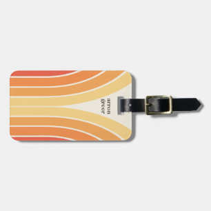 Retro Stripes 70's 80s Orange Yellow Luggage Tag