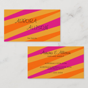 Retro stripes 70s Pink Orange Mustard Groovy Business Card