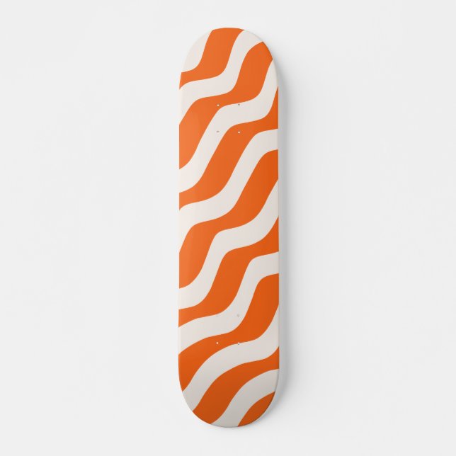 Retro Stripes Abstract Lines Orange Vintage Waves Skateboard (Front)