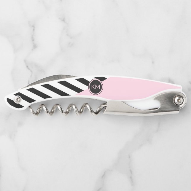 Retro Stripes and Colour Block with Your Monogram Corkscrew (Back)