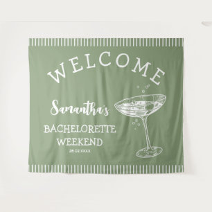 Retro Stripes Bachelorette Party Backdrop Cocktail Tapestry