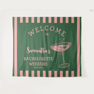 Retro Stripes Bachelorette Party Backdrop Cocktail Tapestry