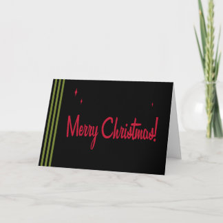 Retro Stripes Black Christmas Card