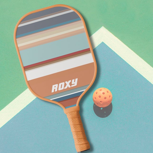 Retro Stripes Blue Orange Pickleball Paddle (Retro Stripes Blue Orange Pickleball Paddle
)
