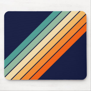 Retro Stripes Colorful Striped 70s 80s Design Mouse Pad