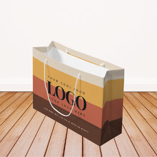 Retro Stripes Colourful Add Custom Business Logo Large Gift Bag