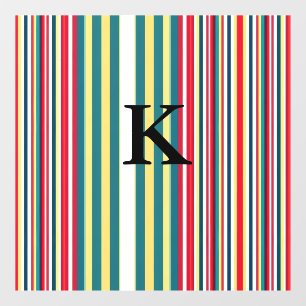 Retro stripes colourful add monogram initial lette