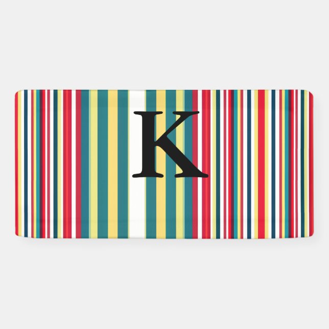 Retro stripes colourful add monogram initial lette banner (Horizontal)