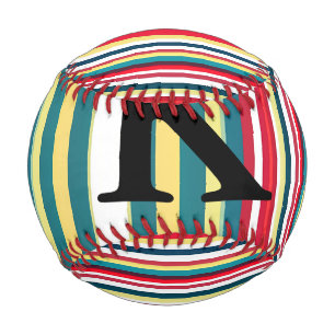 Retro stripes colourful add monogram initial lette baseball