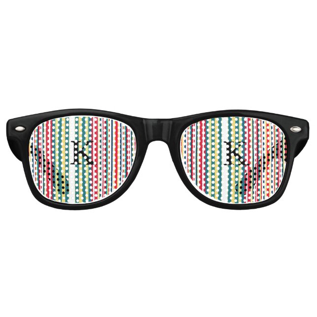 Retro stripes colourful add monogram initial lette sunglasses (Front)