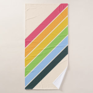 Retro Stripes Colourful Striped 70s 80s Design Bath Towel