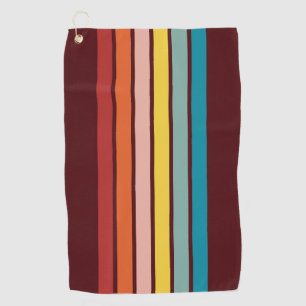 Retro Stripes Colourful Striped 70s 80s Design Golf Towel