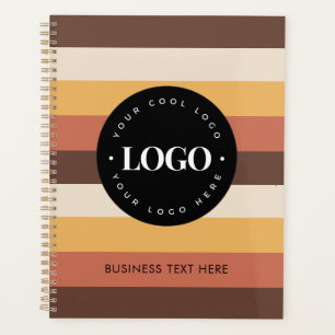 Retro Stripes Custom Business Logo & Text 60s 70s Planner