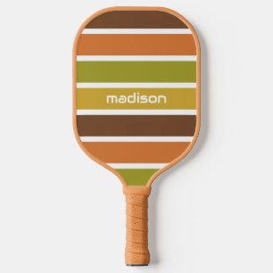 Retro Stripes Custom Name Pickleball Paddle